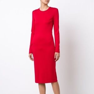 Prabal Gurung Long Sleeve Knit Dress Red